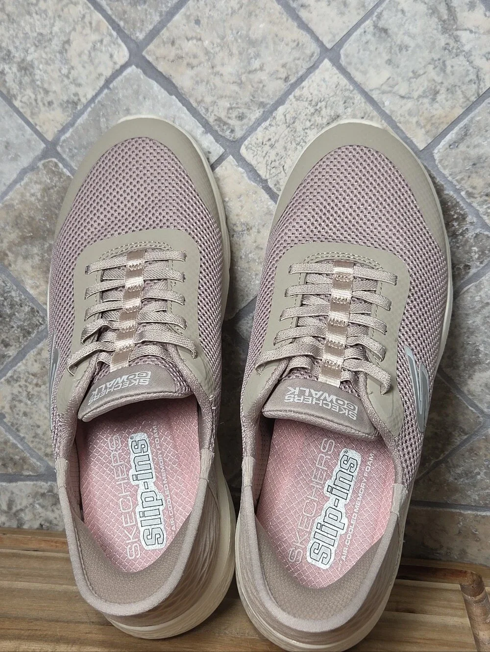 Womans Skechers Slip Ins Go Walk Flex Grand Entry Shoes Sneakers Size 9.5W Taupe